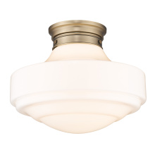 Golden 0508-LSF MBS-VMG - Golden Lighting Ingalls 1-light 16in Semi-Flush Mount in Modern Brass and Vintage Milk Glass